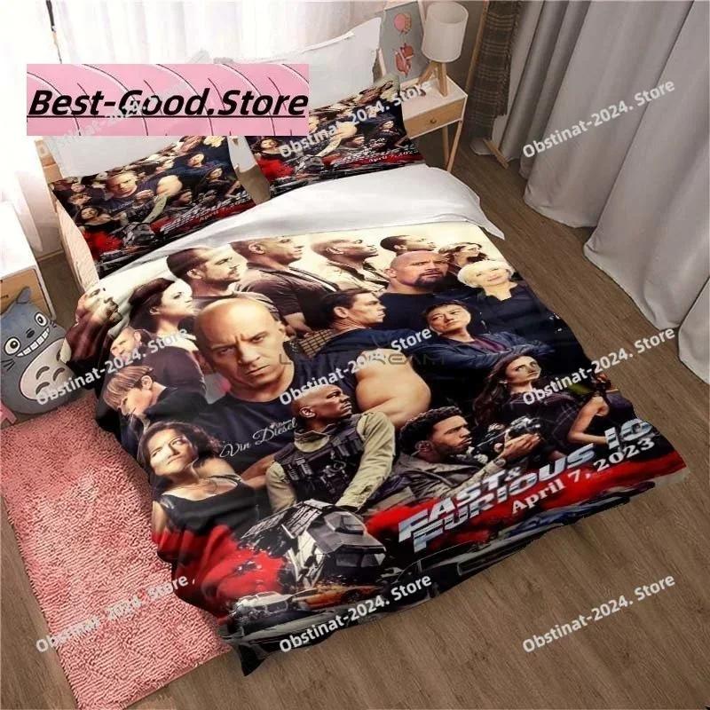 Fast & Furious Bedding Set Fashion Movie Printed Comforter Quilt Bed Cover Duvet Cover Pillow Case 3 Pieces Sets Kids Adult Size