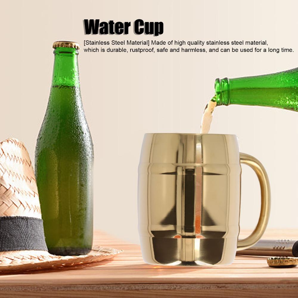 Rustless Steel Steel Mug Double Wall Grip Handle Beverage Tumbler Cylindrical Smooth Handheld Cup Outdoor Camping