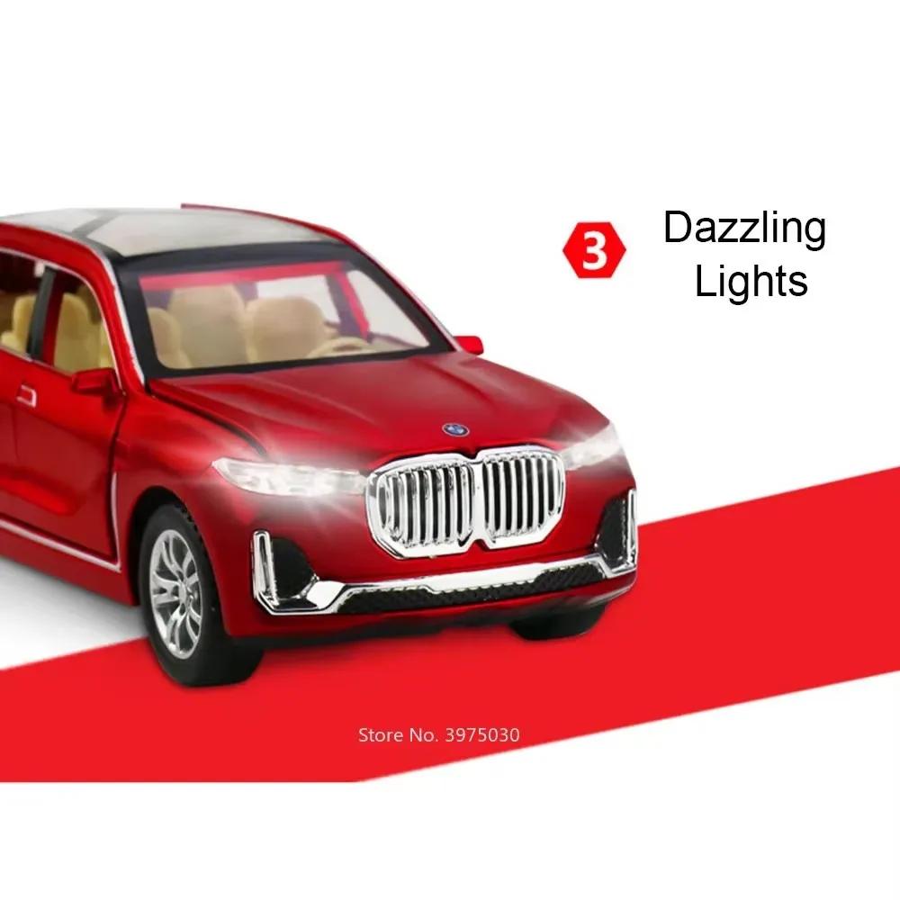 1:32 BMW X7 Miniatur Spielzeugmodellautos Legierung Diecast Sound Licht 6 Türen zu öffnen Rückzug Gummireifen Fahrzeugspielzeug für Kinder Geschenke