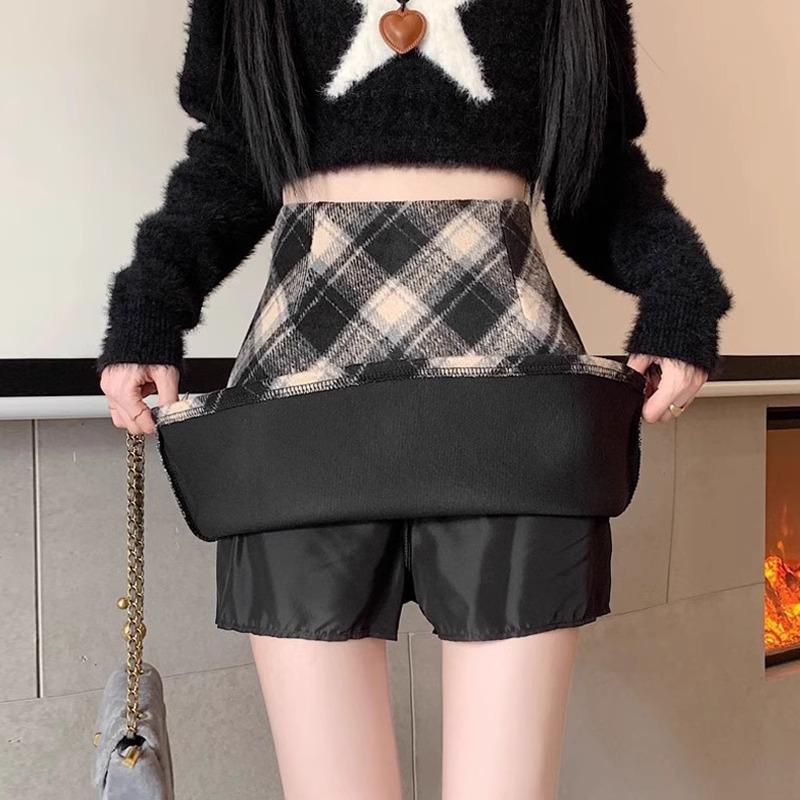 

Women s Retro Plaid High Waist Wool A-line Skirt - Autumn/Winter 2024 M