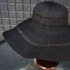 French Retro Hepburn Black Hollow Eaves Wavy Top Hat Women'S Summer Shading Sun Protection Holiday Beach Sun Straw Hat