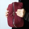 Frosted Genuine Leather Women Cosmetic Bag