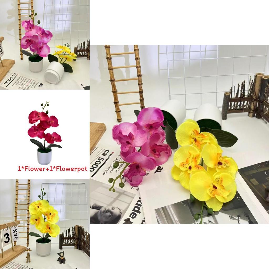 Butterfly Orchid Faux Potted Plant With Silk Cloth Material For Home Decor And Outdoor Photography