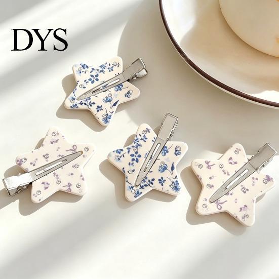 Hairpin Traceless Hair Clip, Five-Pointed Star Shape Pin Korean Floral with Pattern, Compact Versatile Accessories Clip