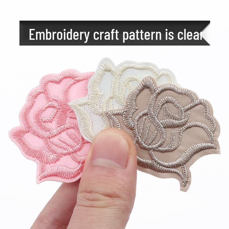 Self-Adhesive Small Embroidered Rose Patch - Fabric Jacket Label & Journal Decoration
