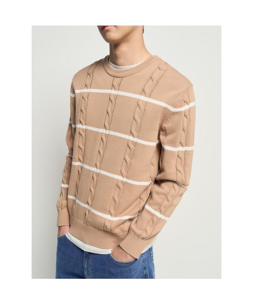 Binpolmen Cable Stripe Knit Beige