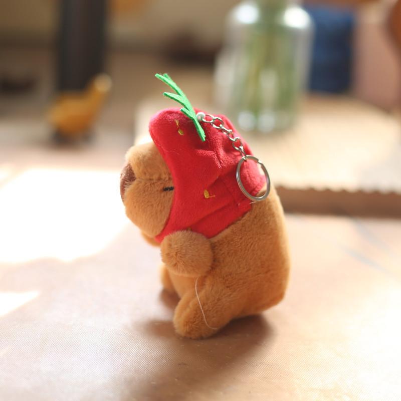 Capybara Plush Toy Kawaii Stuffed Animals Fluffy Capybara With Strawberry Tortoise Slap Bracelet keychain Birthday Gift
