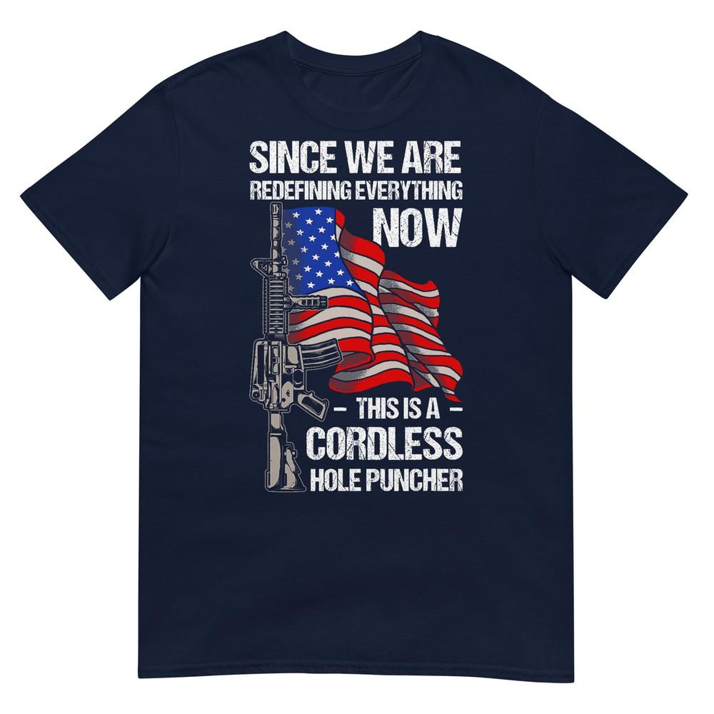 Funny Gun Lover Cordless Hole Puncher Vintage American Flag TShirt S