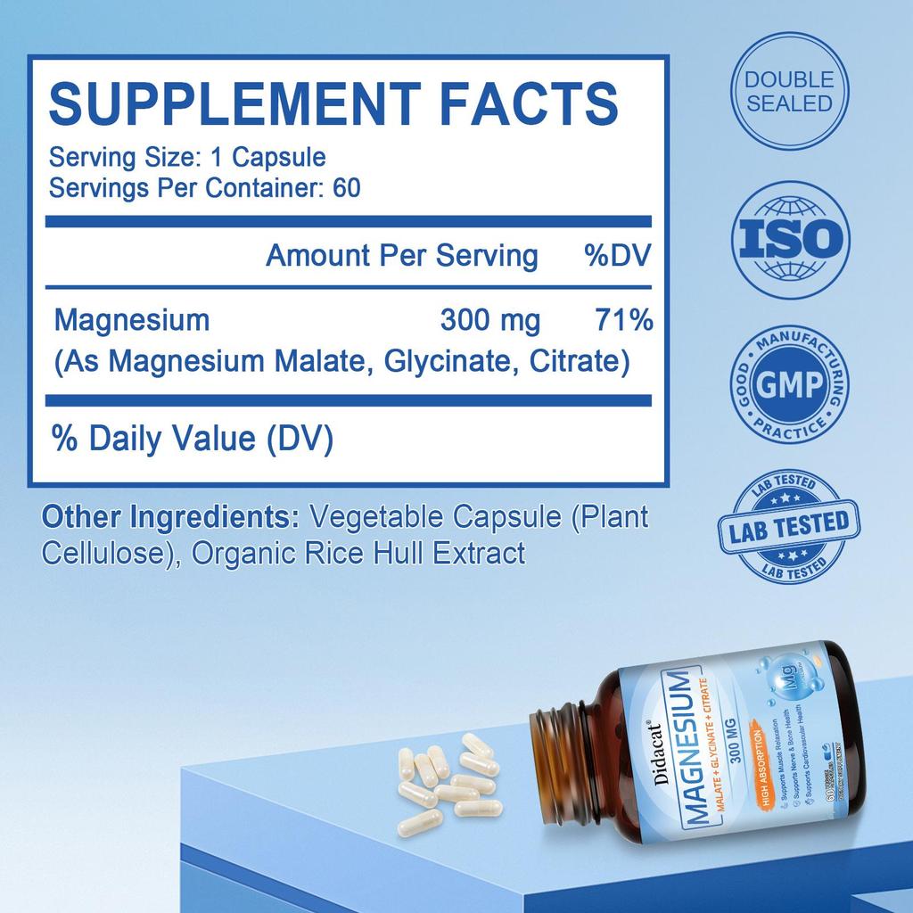 Triple magnesium complex – enhances overall absorption and efficacy 60 capsules