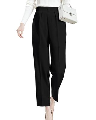Sueeya Long Tapered Pants with Elastic Cropped and Stylish and Stylish Suit Pants for and Casual Commuting Women's Waist, Length, Slimming,