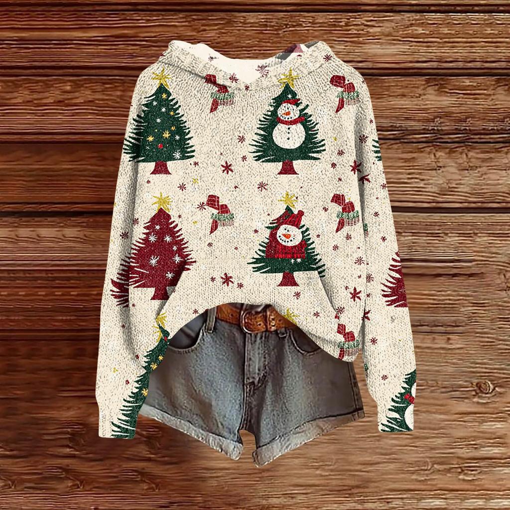Ladies' Fashionable Printing Casual Hooded Long Sleeved Sweatshirt