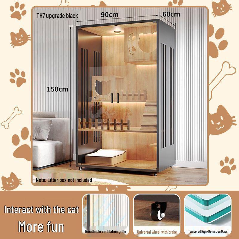 Wooden Indoor Cat Villa: Multi-Functional Pet Cabinet Shelter and Bed
