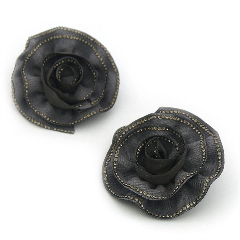 2PCS Removable Rhinestones Shoe Clips Fabric Art Flower Shoe Charm Buckle Bride Shoes Decoration High Heel Versatile