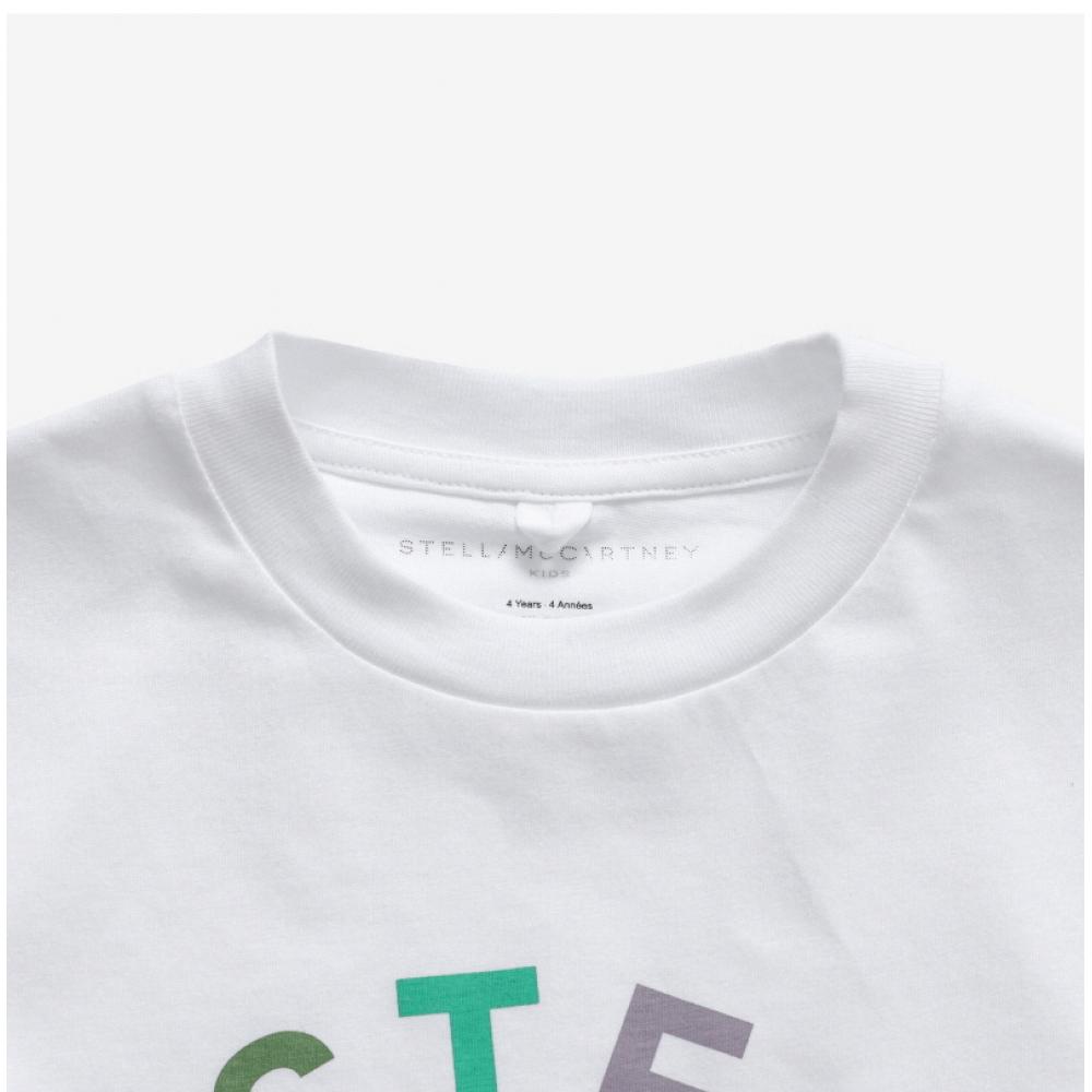 Stella Mccartney Tt8s31 Z0434 100 Round Logo Kids Short Sleeve Tee