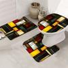 Creative Grid Decorative Shower Curtain Bathroom Set - Machine Washable, With 12 Hooks, Including Toilet Seat Cover And Bathtub