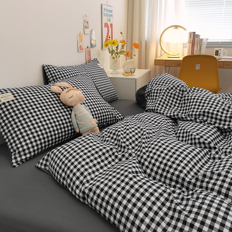 

Классический клетчатый постельный комплект, 1 пододеяльник 2 наволочки, матовая микрофибра, ультрамягкий, постельный комплект для 1/2 человек 53x79 in(135x200cm)