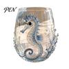 Decorative Coastal Style Water Cup Octopus Glass Tumbler, Ocean Whales Seahorses Crabs Jellyfish Cocktail for Home Nautical Theme Bar Accessories Bar,