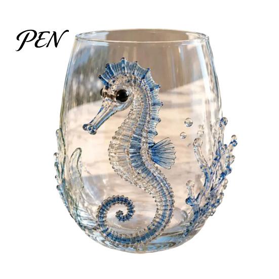 Decorative Coastal Style Water Cup Octopus Glass Tumbler, Ocean Whales Seahorses Crabs Jellyfish Cocktail for Home Nautical Theme Bar Accessories Bar,