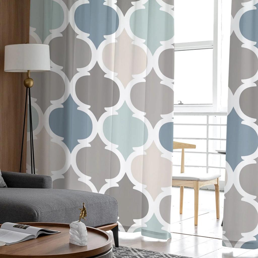 Indigo Grey Morocco Tulle Curtains Living Room Kitchen Chiffon Curtain Bedroom Balcony Sheer Curtain Fashion Home Decor