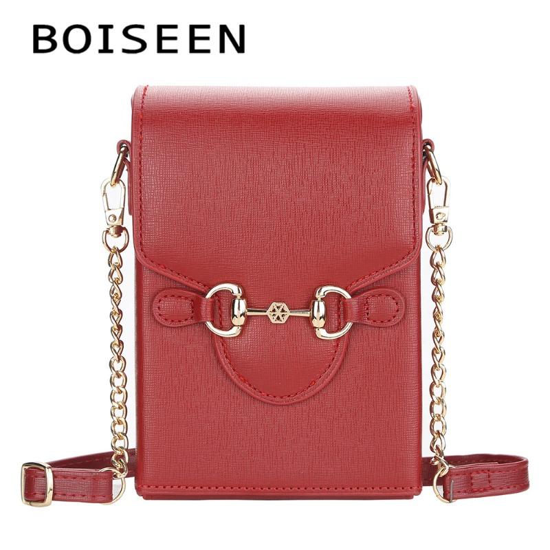 Oiseen New Mobile Phone Bag Women's Solid Color Horse Buckle Large Capacity Shoulder Oblique Span Women's Bag Wallet