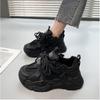 Spring and summer new mesh college style platform casual sports shoes round head lace-up heightening dad shoes women
