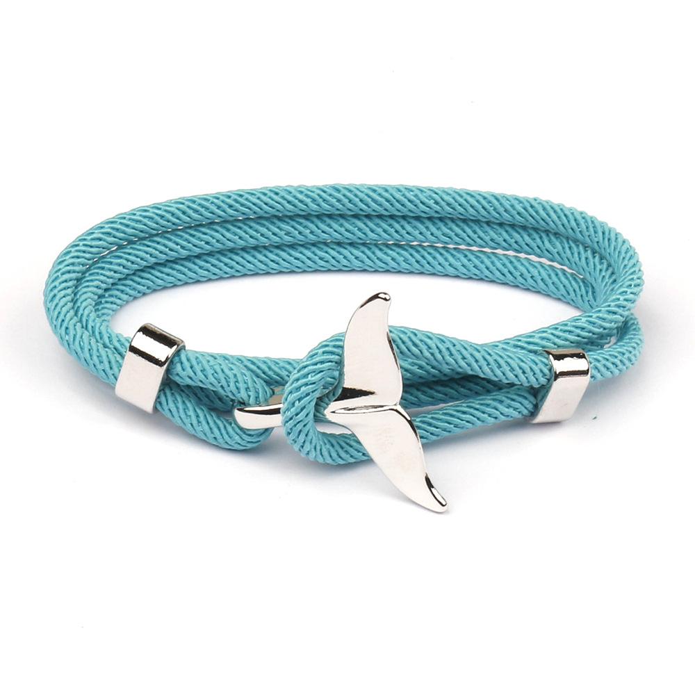 Adjustable Milan-Cord Rope Chain Wristband Whale Tail Wrap Bracelet for Men