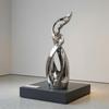 Abstract Human Figure Sculpture Looped Cutout Modern Resin Tall