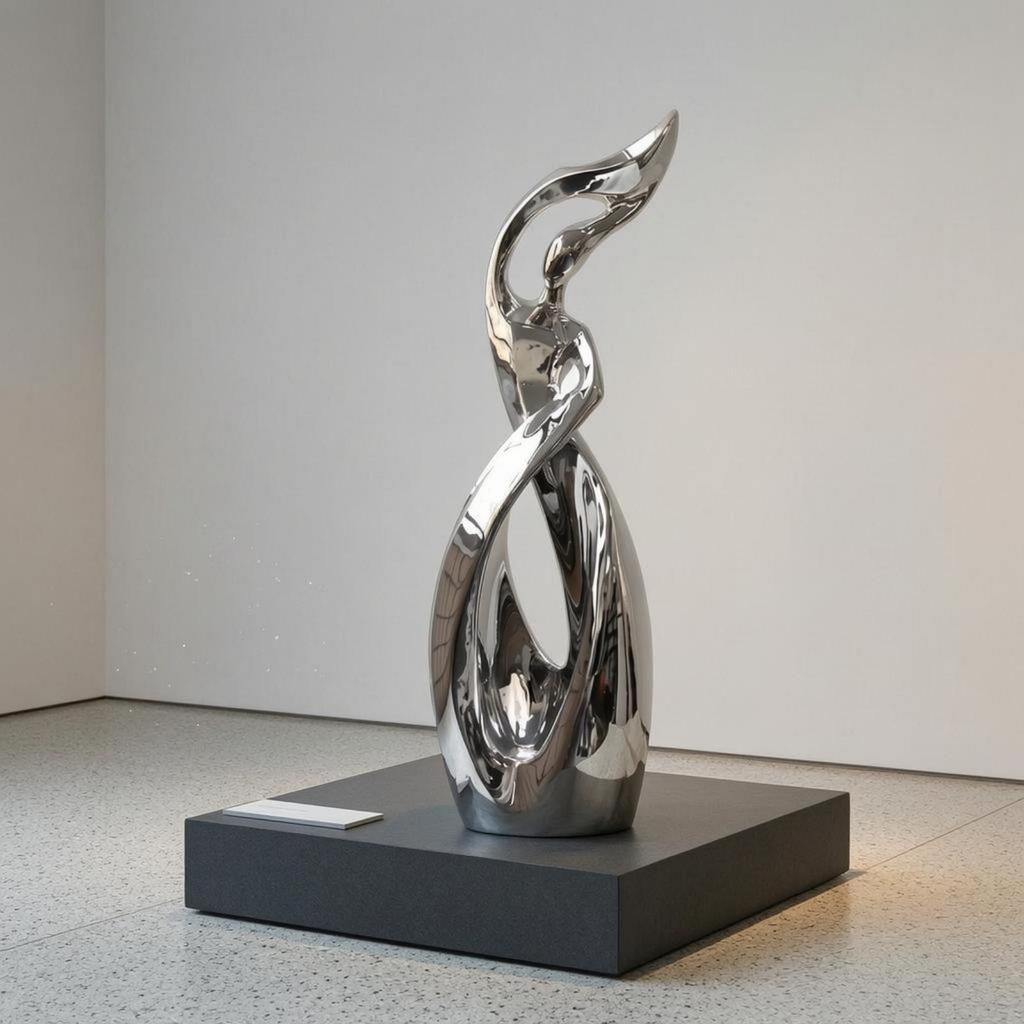 Abstract Human Figure Sculpture Looped Cutout Modern Resin Tall