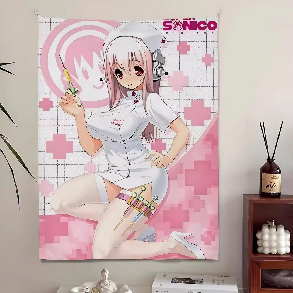 

Nurse Anime Tapestry Pink Cross Syringe Design Otaku Cosplay Room Decor for Bedroom Wall 74x94cm(29x37in)