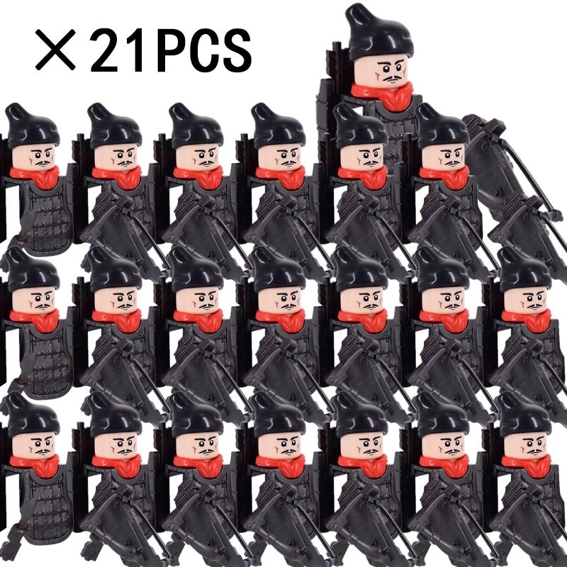 21PCS Medieval Military Soldiers Army Figures Armor Guard Warriors Archer Knights Building Blocks Bricks Toys for Kid Gifts