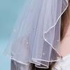 40cm Beautiful with Comb Net Yarn Bridal Veil Single Layer Ribbon Edge Short Veil Hair Accessories