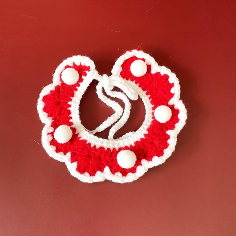 Dog Cat Collar Christmas Pet Knitted Scarf Necklace Bib Party Dress Up Gift