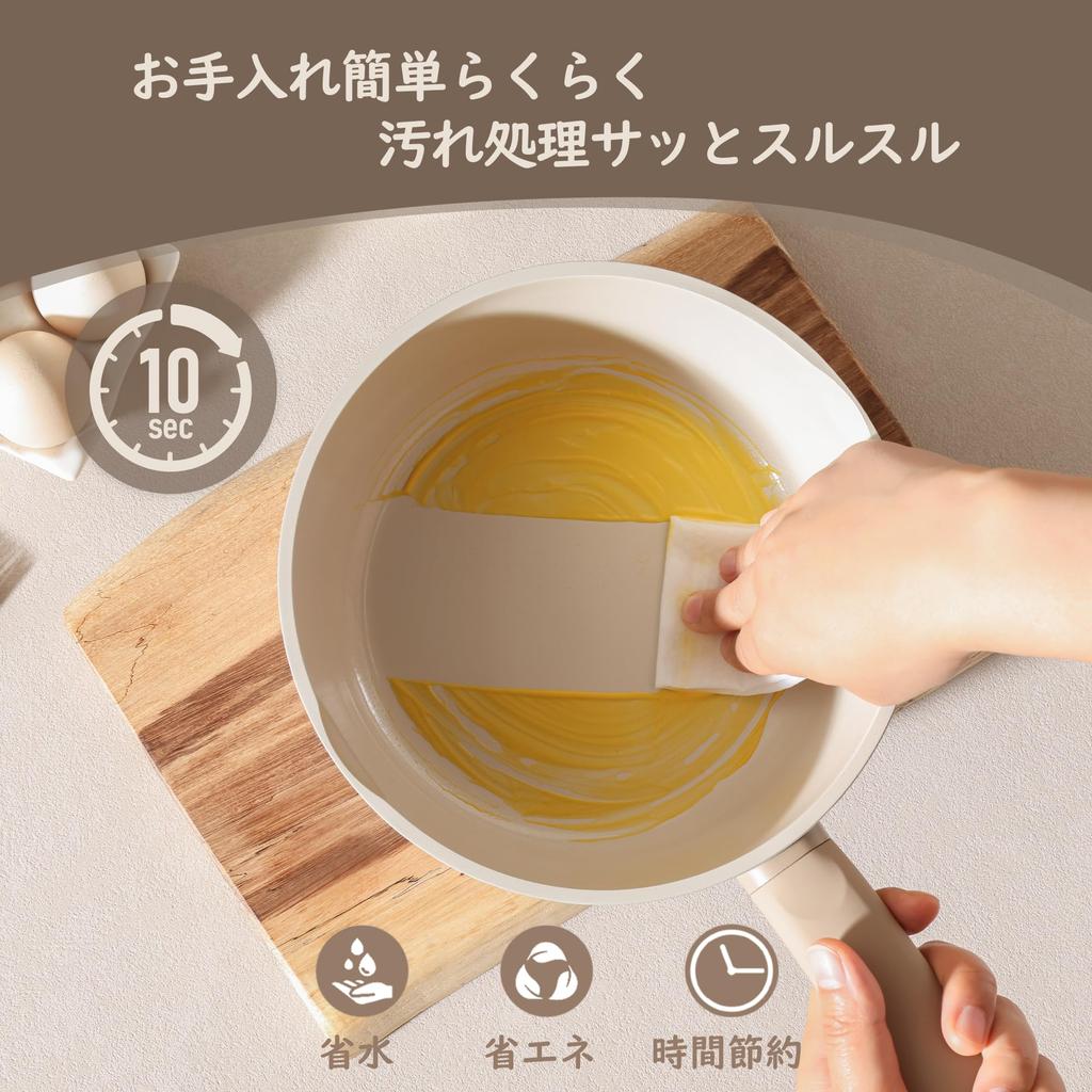 SENSARTE 18cm 1.9L Single-Handle Saucepan with Lid, IH/Gas Compatible, Non-Stick Ceramic, PFOA/PFOS Free, Lightweight, Beige