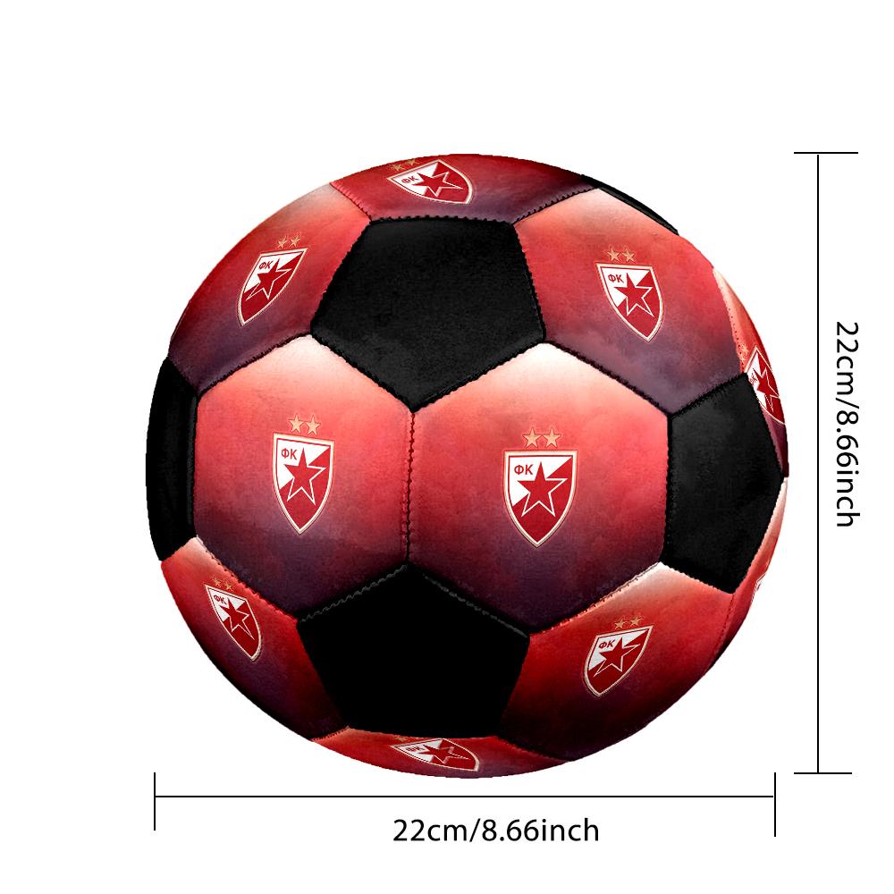 SIZE 5 Red Star Belgrade Soccer Ball Colorful All Ages Machine Stitched PVC Competition Ready Durable High-Bounce