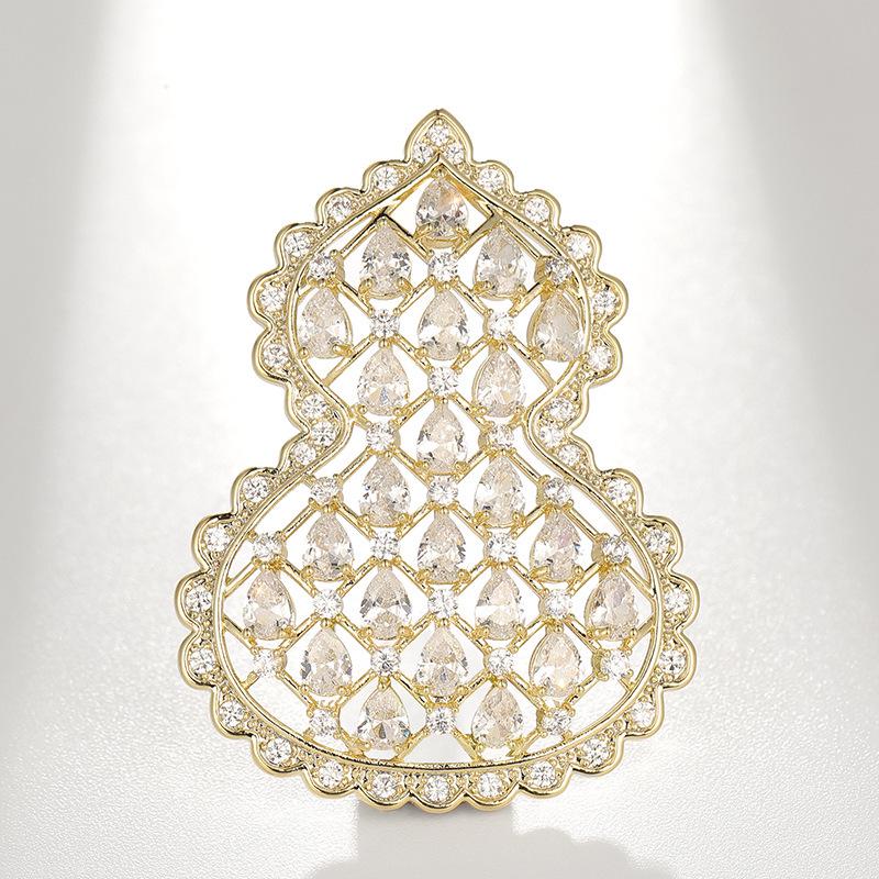 Bo Xin Yun High-End Zirconia Gourd Brooch—Fashionable Coat Accessory and Gift Corsage.