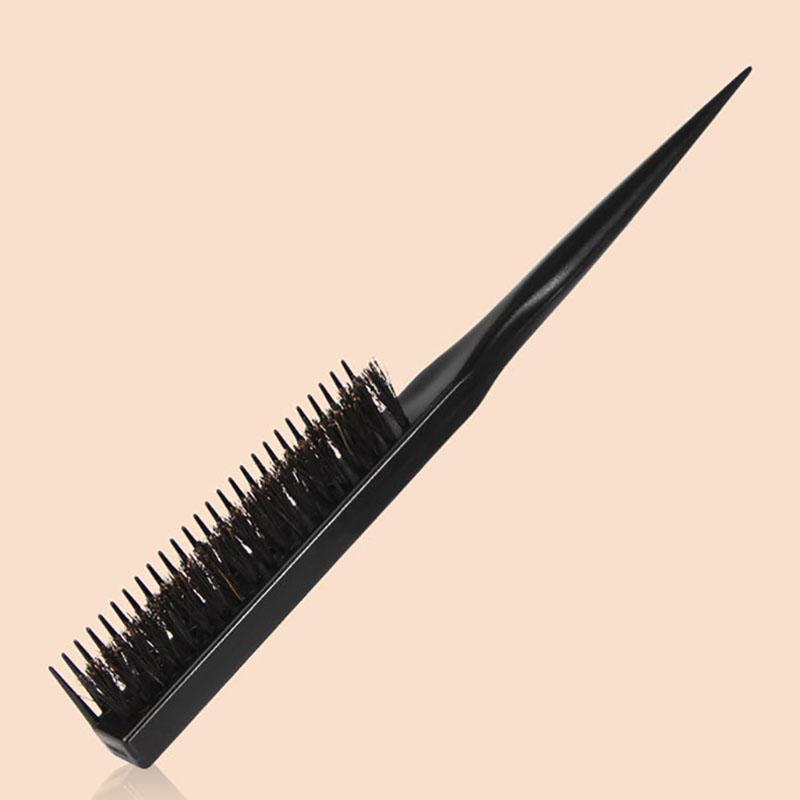 BEPAN Professional Teasing Backcomb Hair Brush Sectioning Comb with Rat Tail Handle Hair Pick Smoothing Brush Comb for Edge Control чёрный