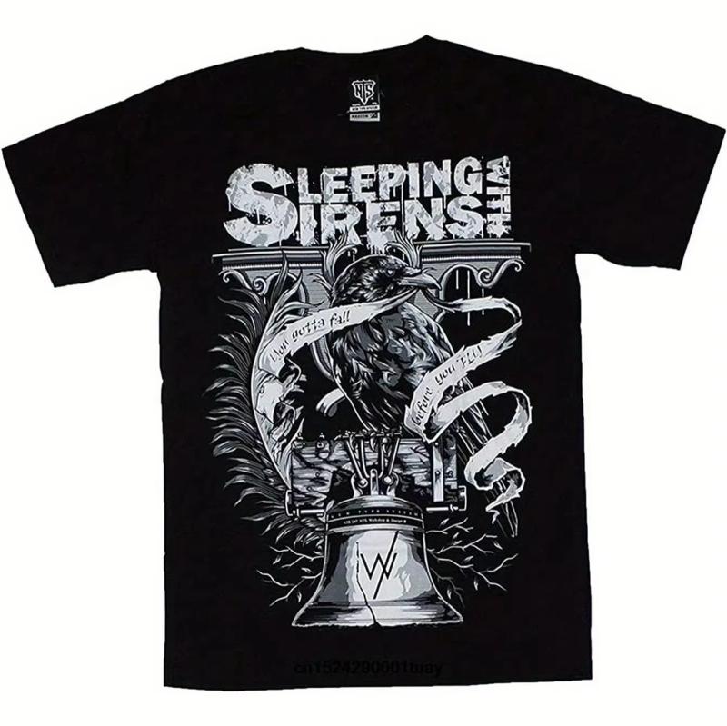 

Sleeping with Sirens Ты должен упасть Черная унисекс футболка Мужская Женская Повседневная Футболка с коротким рукавом и круглым вырезом Хлопковая футболка Мода Уличные топы 3XL