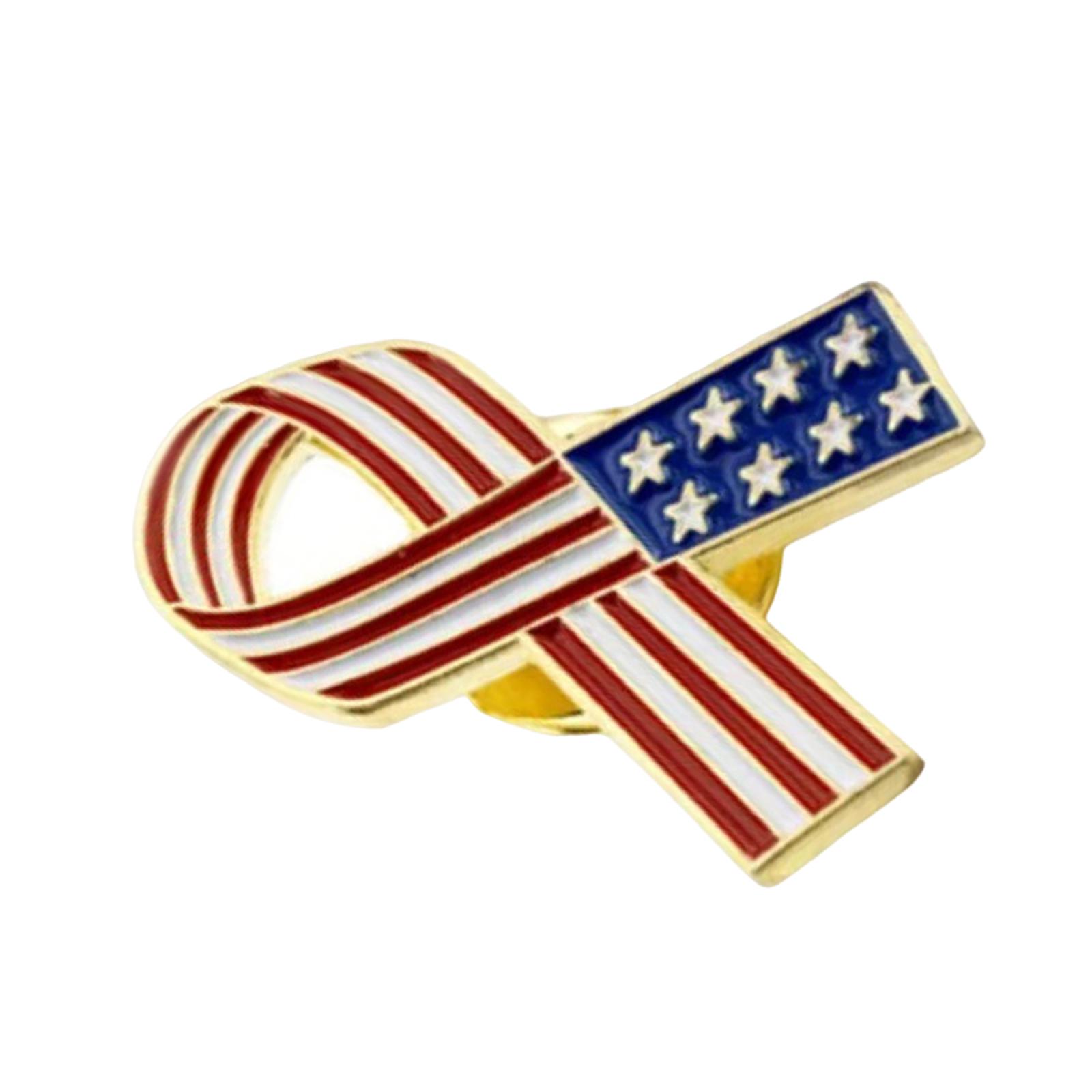 

Прочный ленточный значок на лацкан с дизайном американского флага. Украшение для патриотического мероприятия и парадов. Для ежедневного использования.