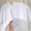 Camiseta de cuello redondo de algodón 230G para hombre, gruesa y opaca, de color blanco puro, de manga corta, estilo básico