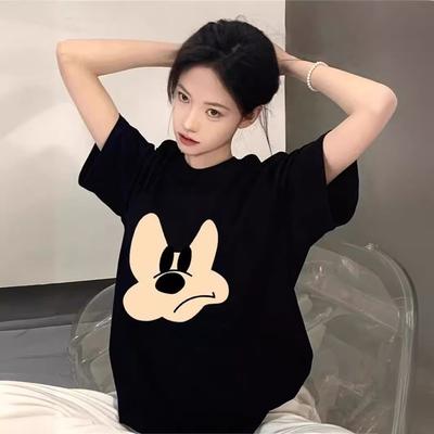 Black Short-sleeved T-shirt Women's 2025 Summer New Loose and Versatile Super Good-looking Loose Cotton Half-sleeved Top