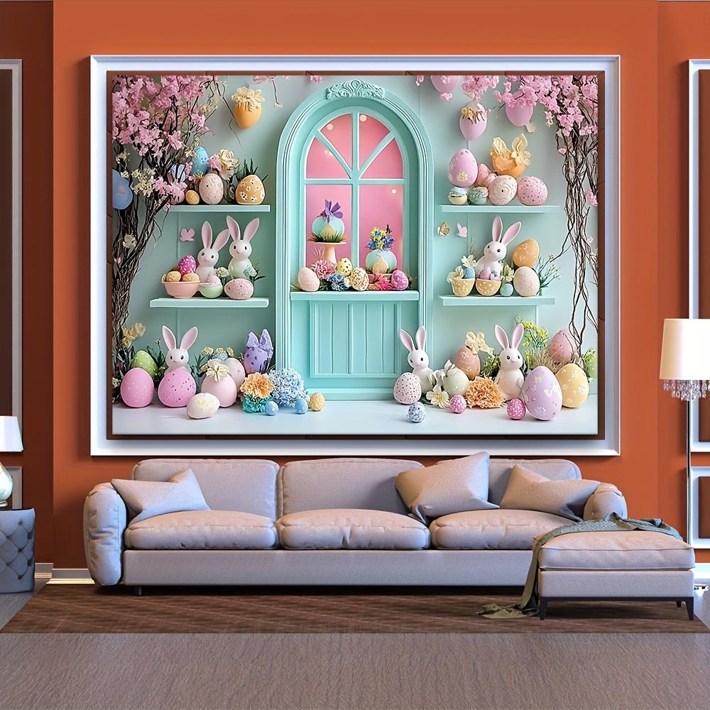VIKAMA Cute Rabbit Easter Photography Theme Garden Courtyard Decoration Background Cloth Wall Decoration 74x94cm(29x37in)