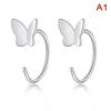 1Pair Butterfly Heart Star Round Shape Ear Clip Silver Color  Hoop Earrings For Women Girls Opening Hoops Earring Jewelry