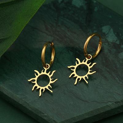 Stainless Steel Earrings New Sun Totem Plated Hoops Earrings 2022 Trend Charm Earrings For Women Zircon Party Best Gifts