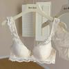 French Underwear Women's Small Breasts Gather Thin Breathable Breasts Anti-sagging Sexy Lace Back Bra Cover Set
