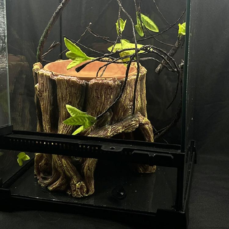 Reptiles Stump Shaped Cave Reptiles Water Dispenser Feeding Dish