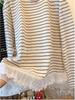 Korean-Style Striped Lace Trim Fake Two-Piece Long-Sleeve Women's T-Shirt