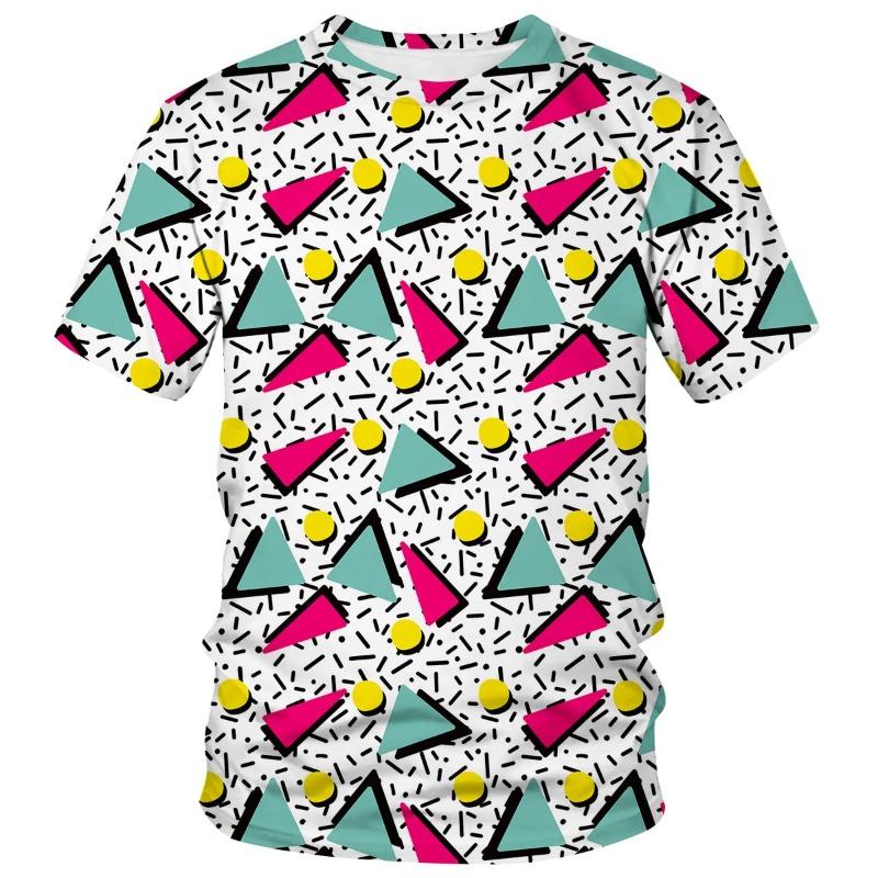 80s 90s 3D Print T-Shirts Men Hip Hop Short Sleeve T Shirt Neon Disco Party Costume Oversized Tees Harajuku Y2k Top Kid Clothing