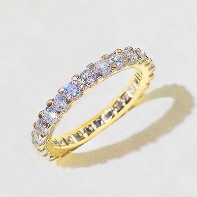 Anello da donna zingara, Set di gruppo Anello a cerchio intero con zirconi simulati, Anello a fila di moda di lusso leggero