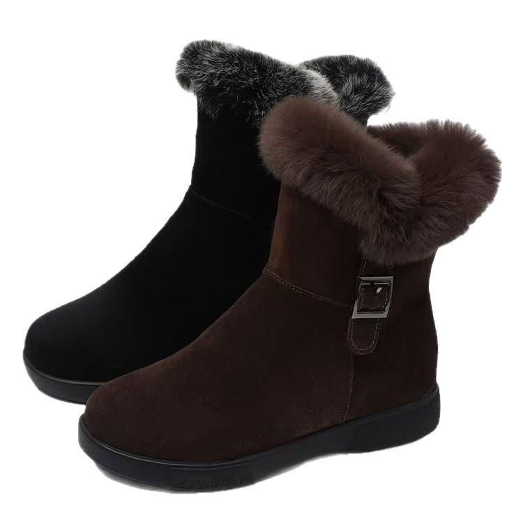 Warm snow boots women's winter velvet new mother flat-bottomed thick-soled cotton wool thickened comfortable short boots cotton shoes