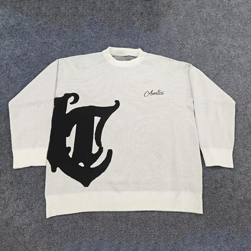 Podzimní a zimní svetr s kulatým výstřihem, volného střihu, s vyšívaným Y2K street personalizovaným vzorem pro muže a ženy